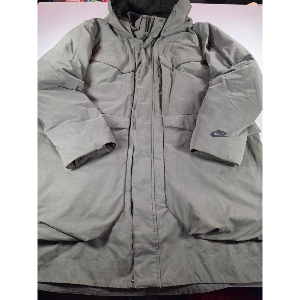 Nike Sportswear Down Fill Parka Mens 2XL Olive Green‎ Hooded Jacket 928912-001